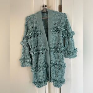 Cozy Teal Chunky Knit Sweater Cardigan